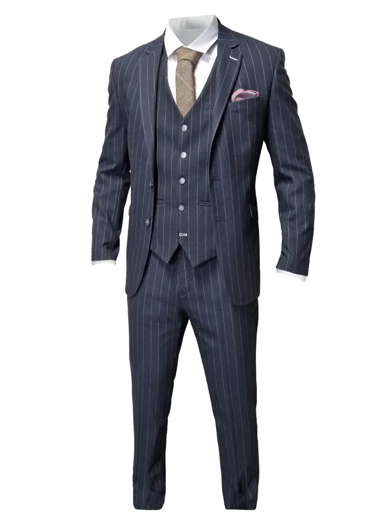 Abito a righe blu navy per uomo - Cavani Invincible Suit