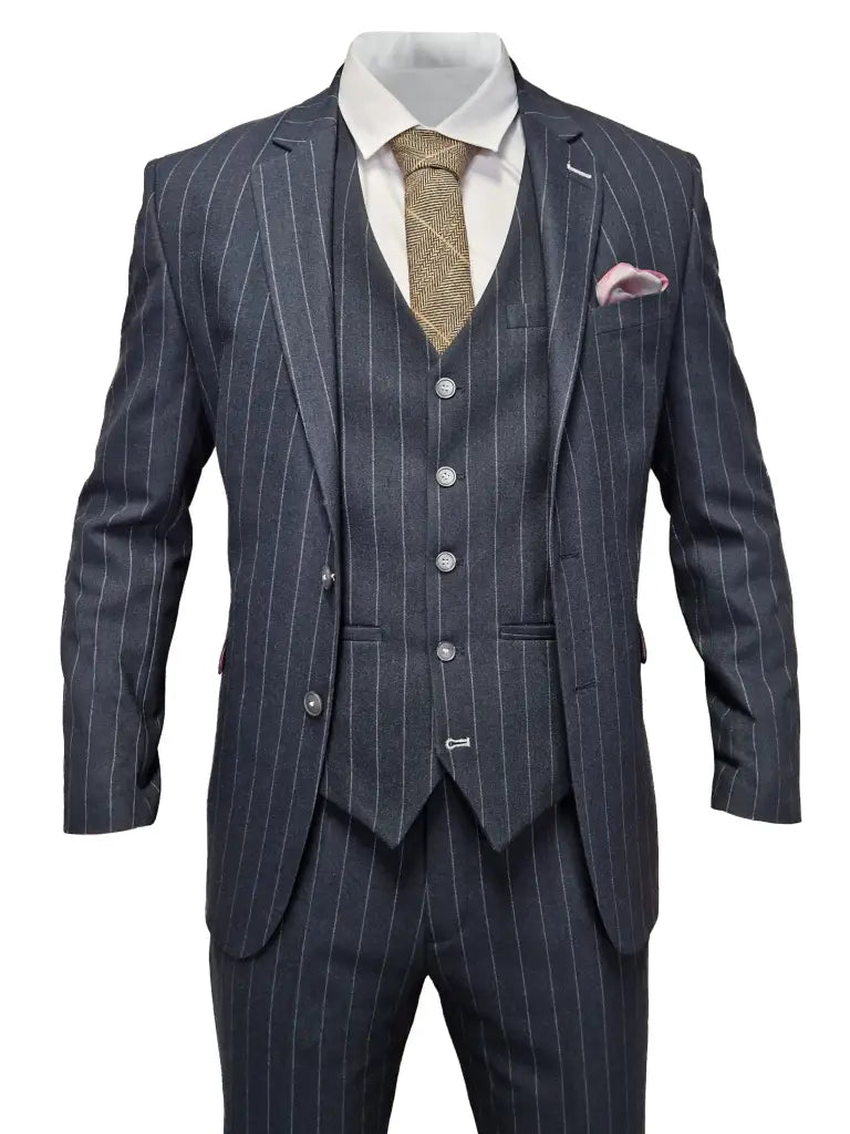 Abito a righe blu navy per uomo - Cavani Invincible Suit