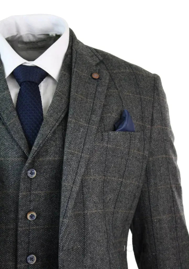 Completo Peaky Blinders Herringbone Grigio Navy - Albert