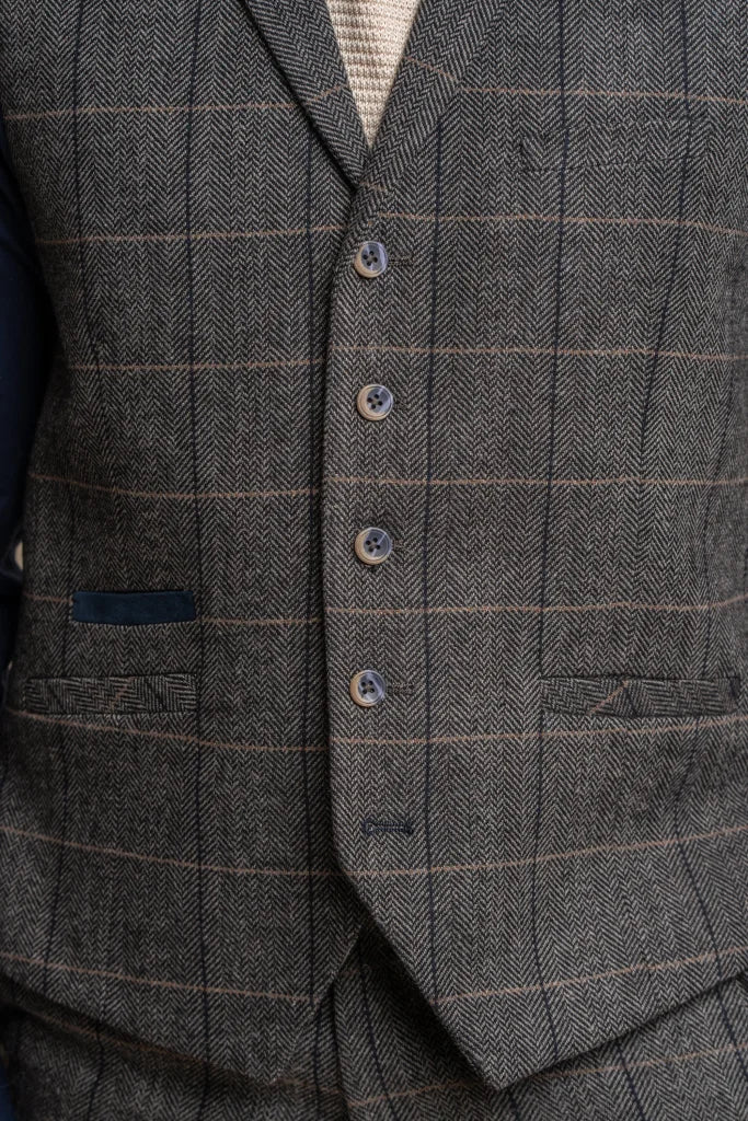 Completo Peaky Blinders Herringbone Grigio Navy - Albert