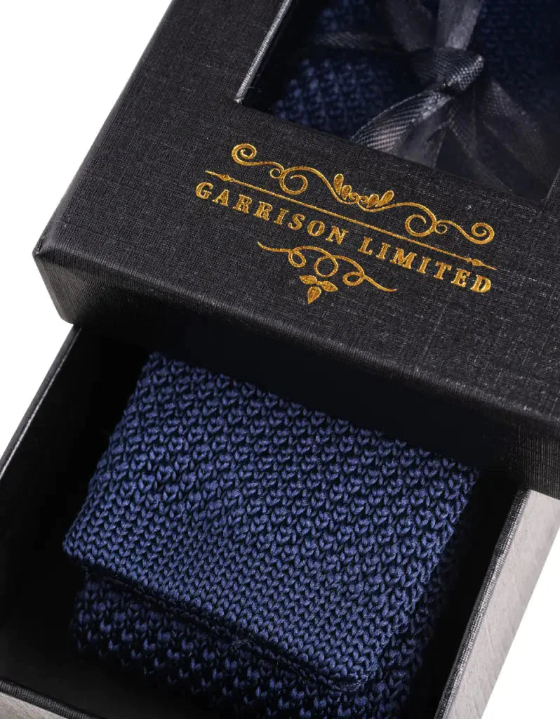 Stropdas navy gebreid - Garrison Limited navy blue -