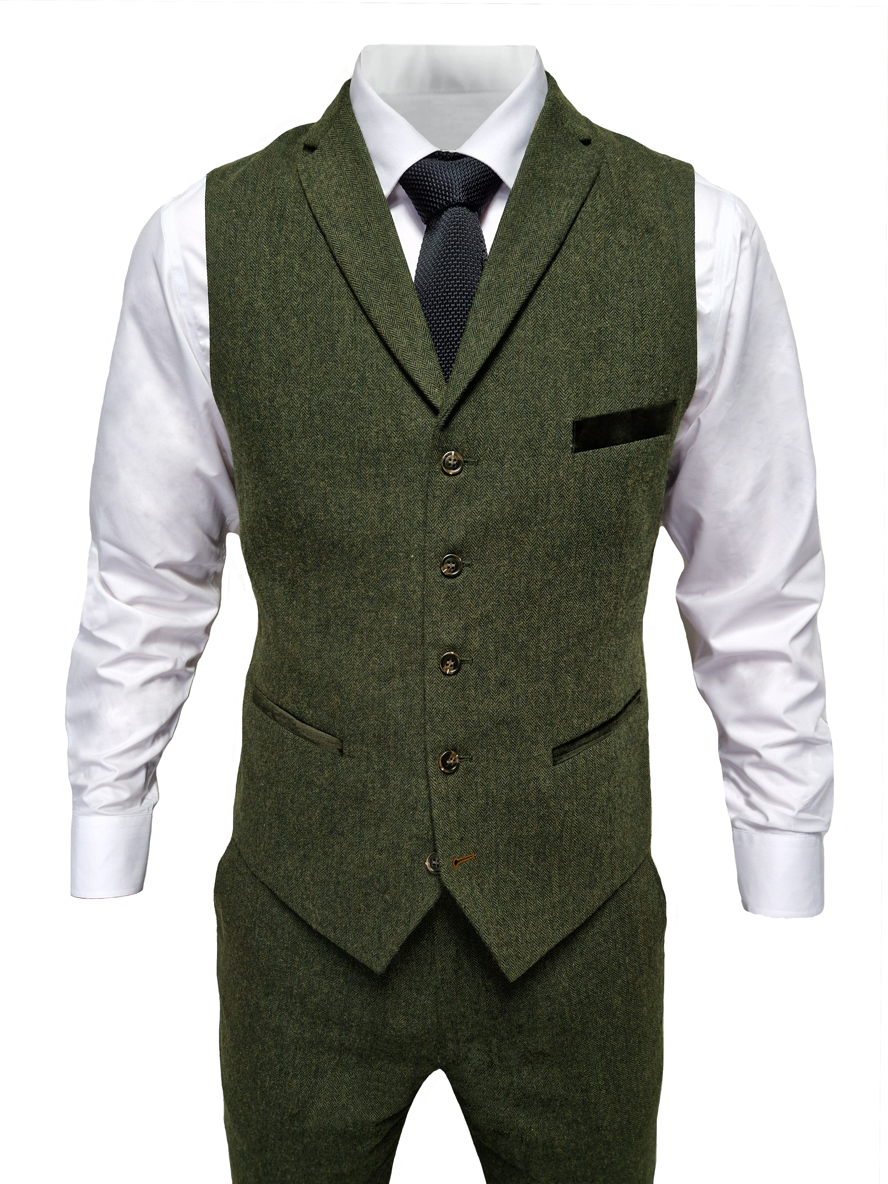 TAVERNY Chief - Completo uomo a tre pezzi tweed olive