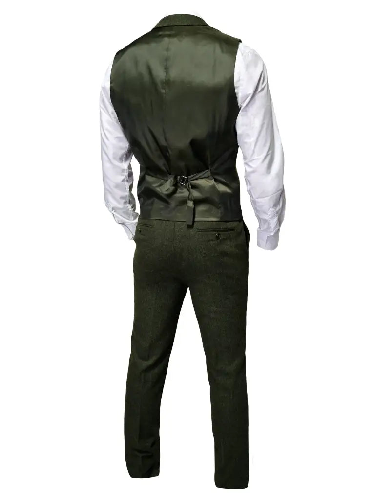 TAVERNY Chief - Completo uomo a tre pezzi tweed olive