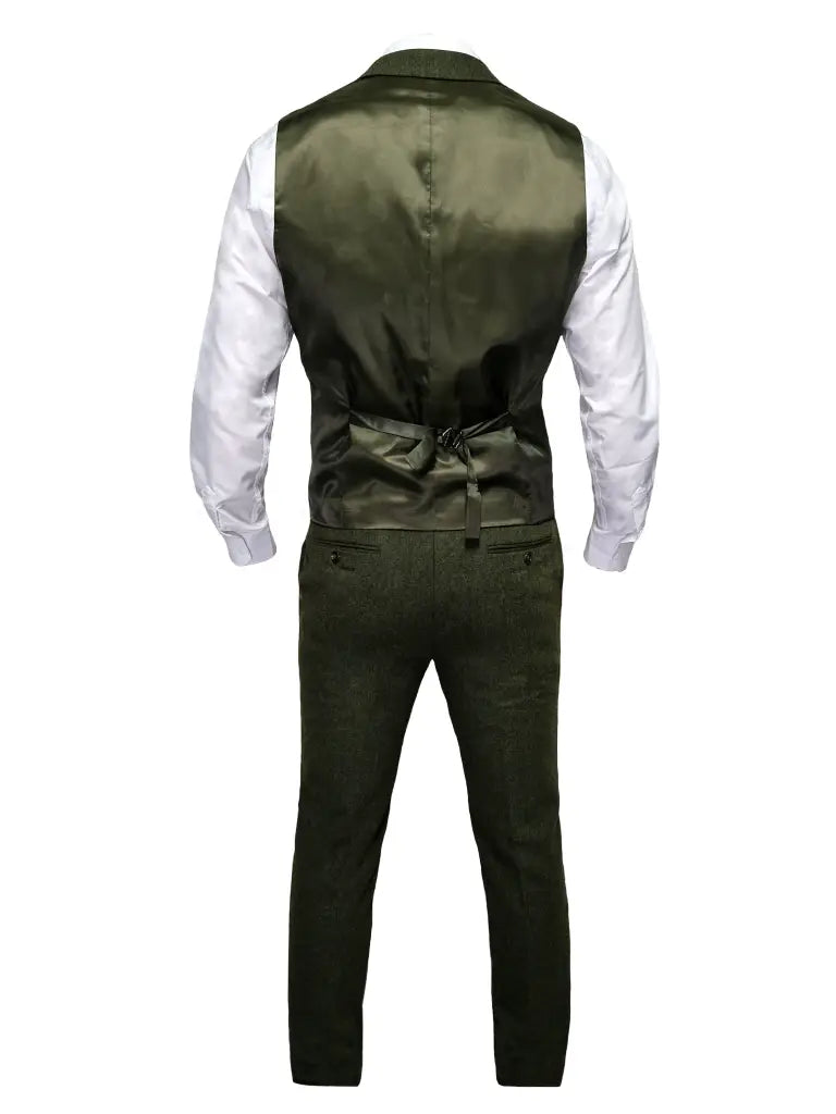 TAVERNY Chief - Completo uomo a tre pezzi tweed olive